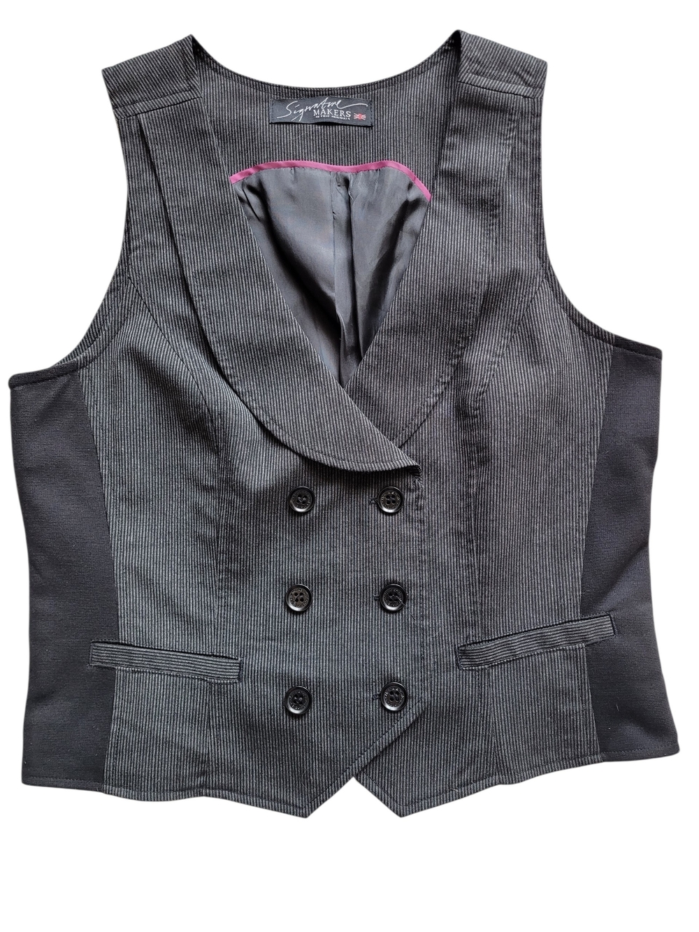 Pinstripe Double Breasted Vest Waistcoat Medium Dark Academia Office Siren